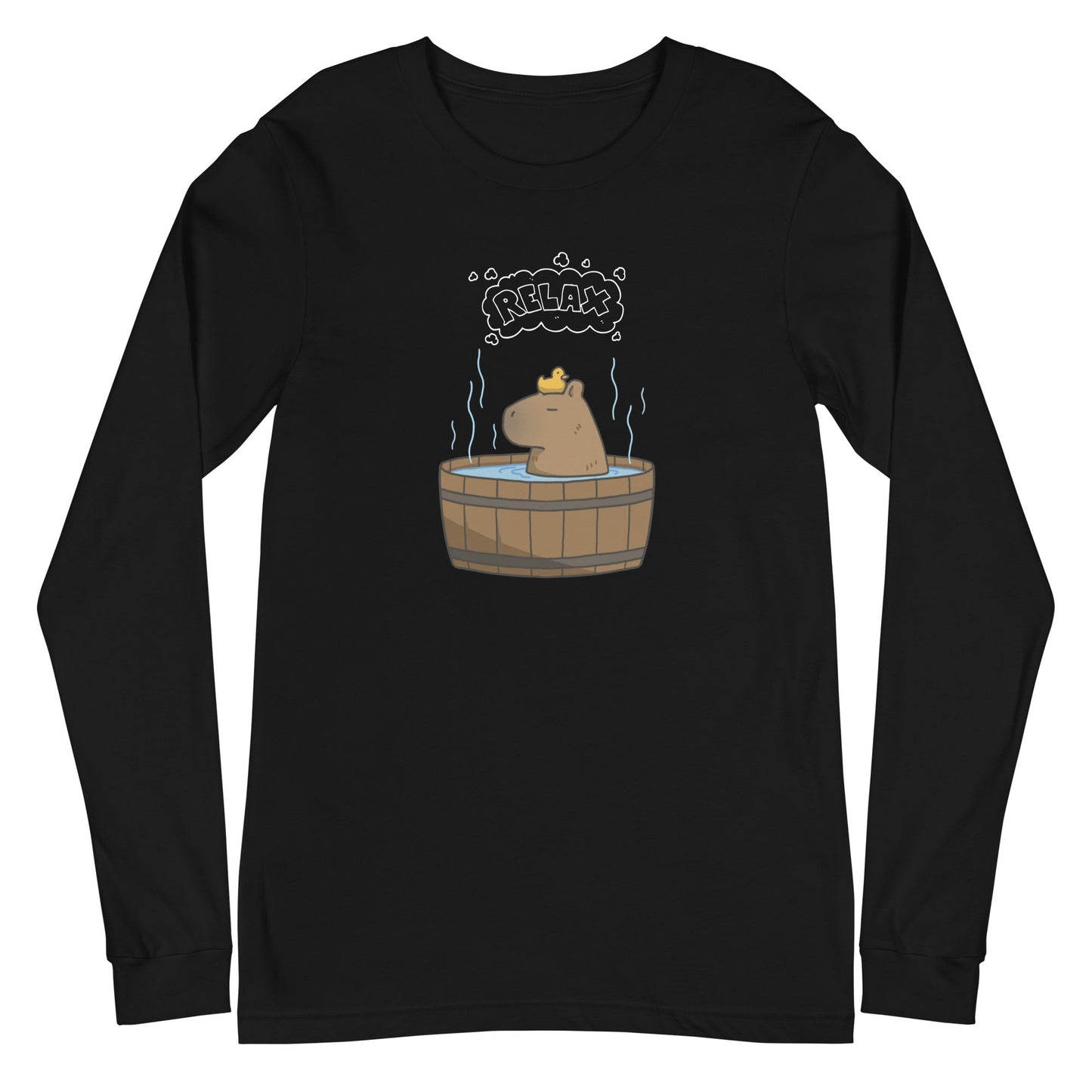 Slow Hour Long Sleeve Shirt - Left Placement product image 2 in Black Heather, size S, with front view and left placement.