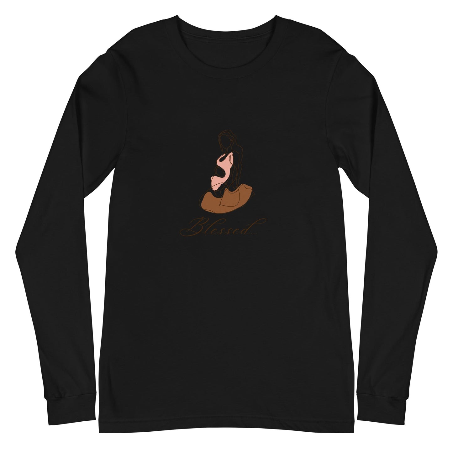 Grace Mark Long Sleeve Shirt - Left Placement product image 2 in Black Heather, size S, with front view and left placement.