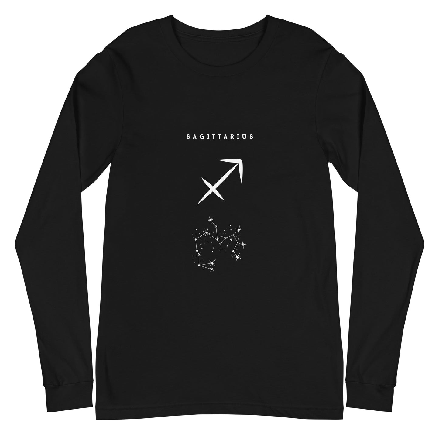 Arrowborne Long Sleeve Shirt - Left Placement image 2: Black Heather version, size S with front view of the Sagittarius range.