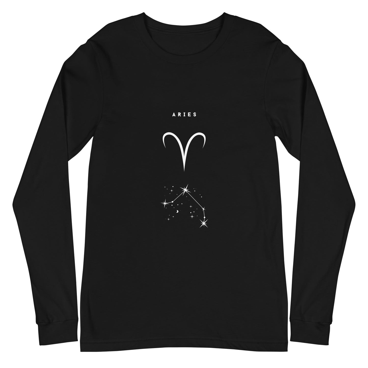 Image 2 of Black Heather Marsborne Long Sleeve Shirt - Left Placement, size S, with Aries artwork visible in front view.