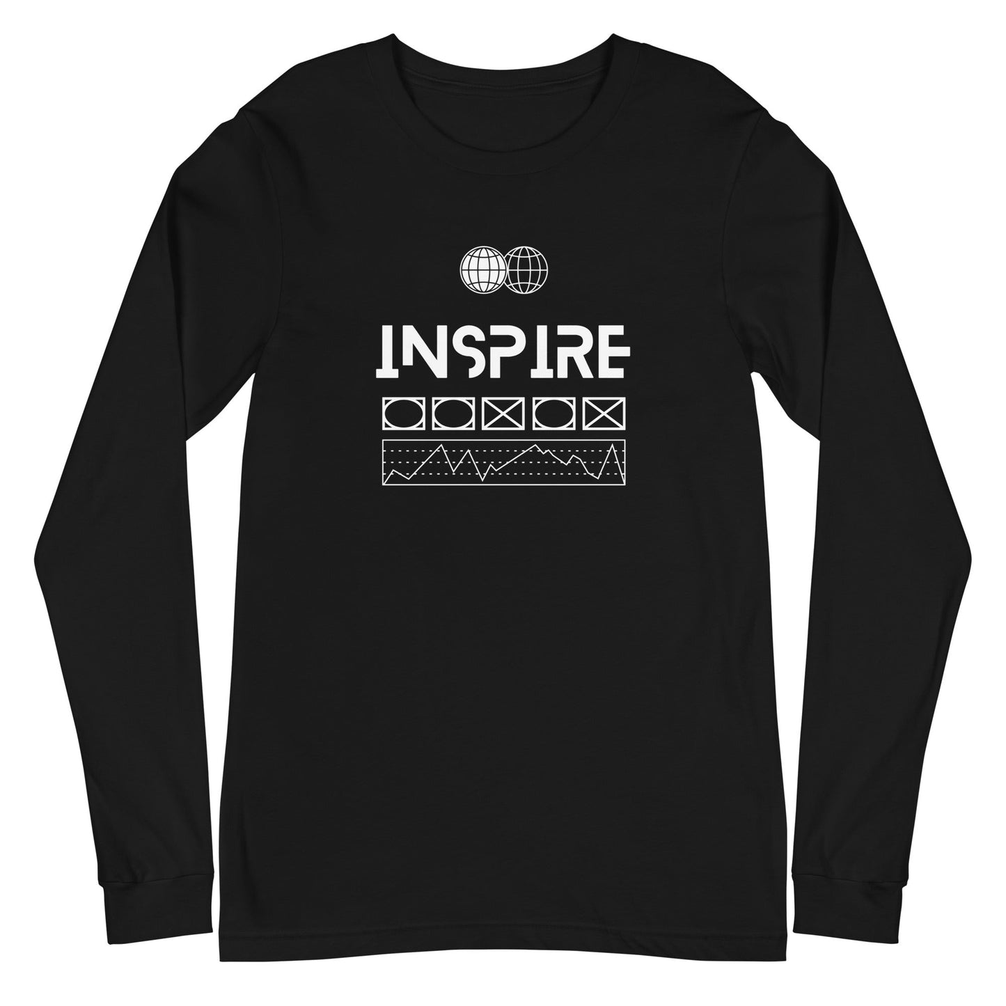 Inspireline Long Sleeve Shirt - Left Placement image 2 in Black Heather, size S, showing front view for the Inspire design.