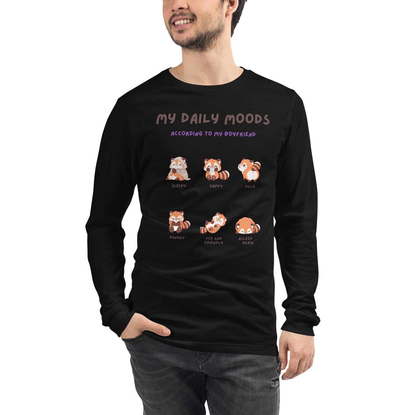 Mood Diary Long Sleeve Shirt - Left Placement image 7 in Black, size S, showing front view for the My Daily Moods design.