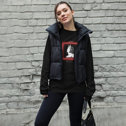 Image 4 of Black Heather Saiko Long Sleeve Shirt - Left Placement, size L, with Saiko artwork visible in front view.