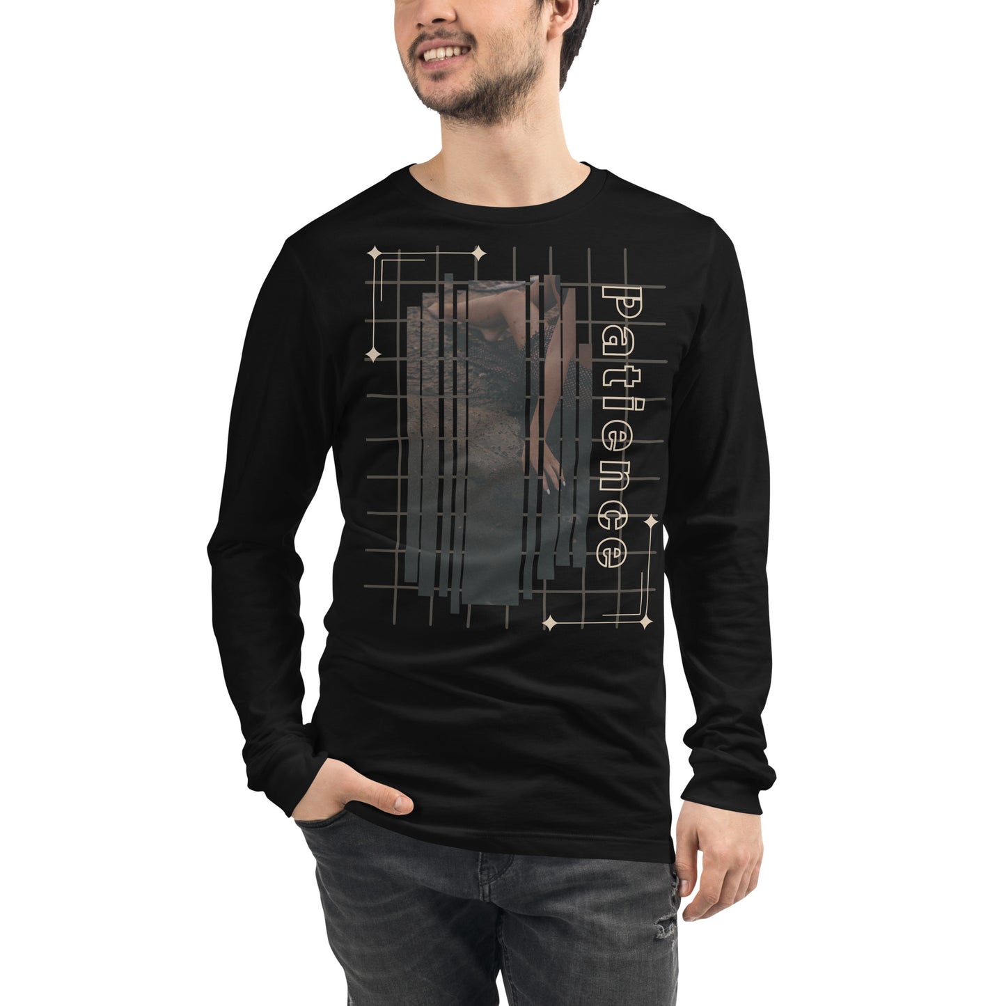Stillwater Long Sleeve Shirt - Left Placement product image 3 in Black Heather, size M, with front view and left placement.