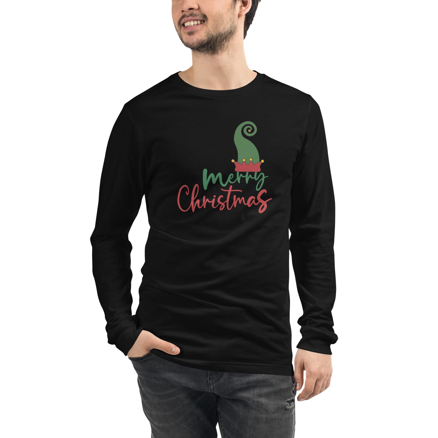 Noelle Long Sleeve Shirt - Left Placement by R.A. Apparel, image 3, front view, Black Heather, size M, left placement.