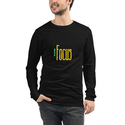 Focusline Long Sleeve Shirt - Left Placement image 3: Black Heather version, size M with front view of the Pure Focus range.