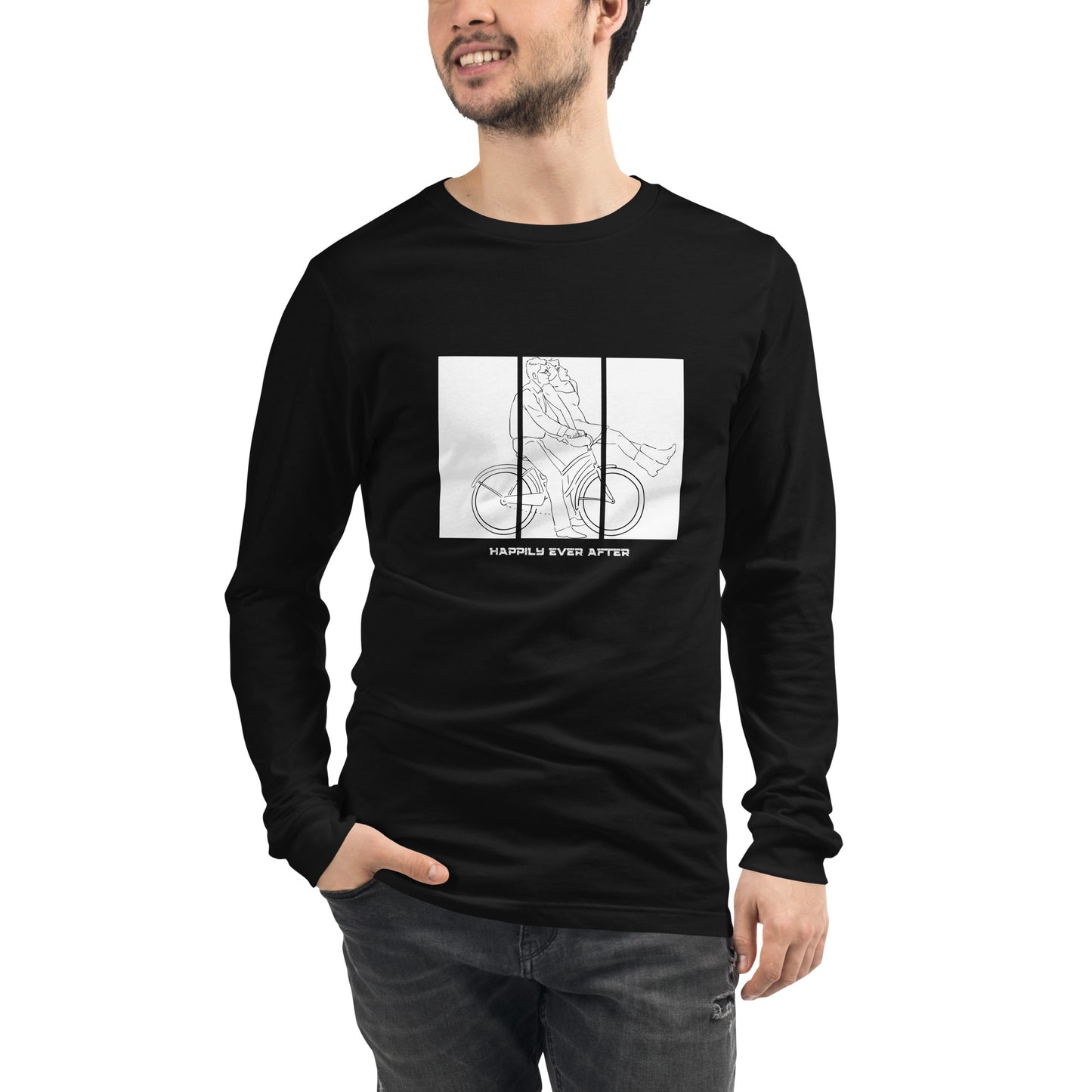 Ever After Long Sleeve Shirt - Left Placement image 7 in Black, size S, showing front view for the Happily Ever After design.