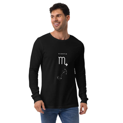 Sabletide Long Sleeve Shirt - Left Placement image 3: Black Heather version, size M with front view of the Scorpio range.