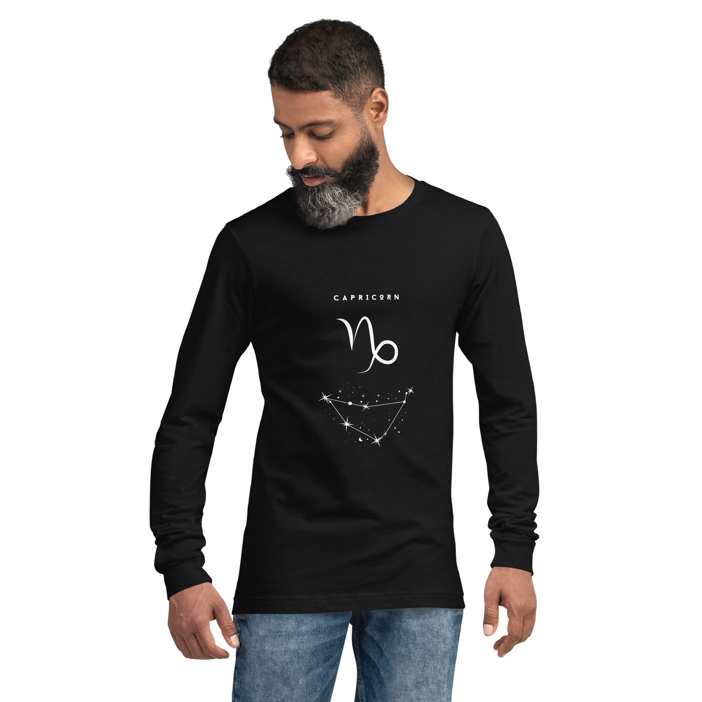 Montaire Long Sleeve Shirt by R.A. Apparel, image 5, front view, Black Heather, size XL, design placement.