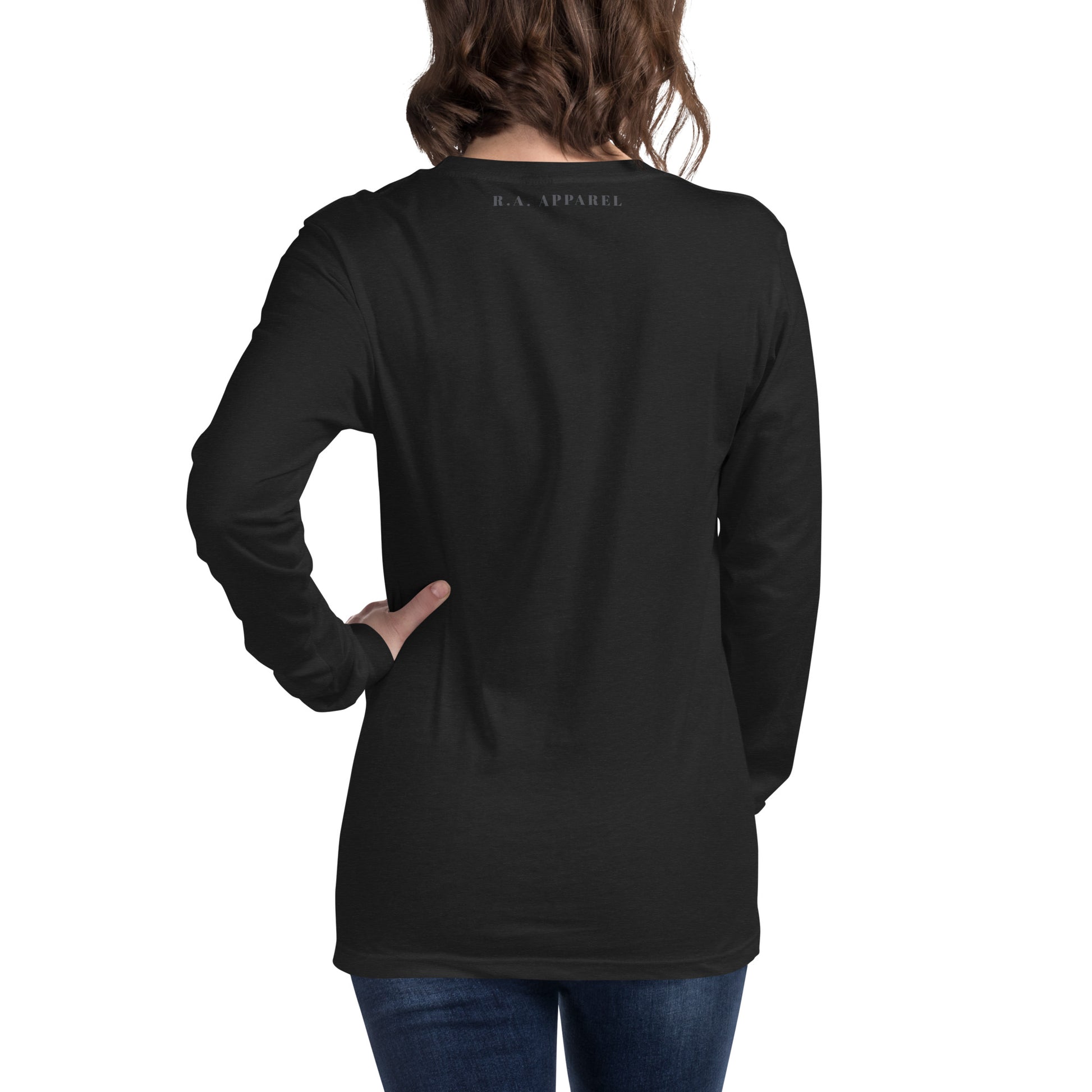 Zenline Long Sleeve Shirt - Left Placement image 17: Navy version, size XL with back view of the Pure Zen range.
