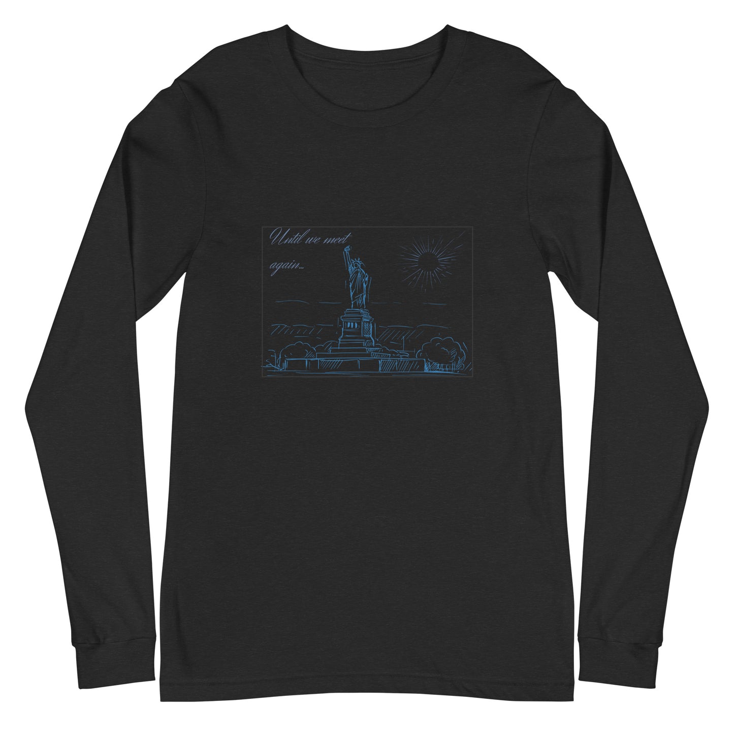Farewell Bloom Long Sleeve Shirt - Left Placement by R.A. Apparel, image 1, front view, Black Heather, size XS, left placement.