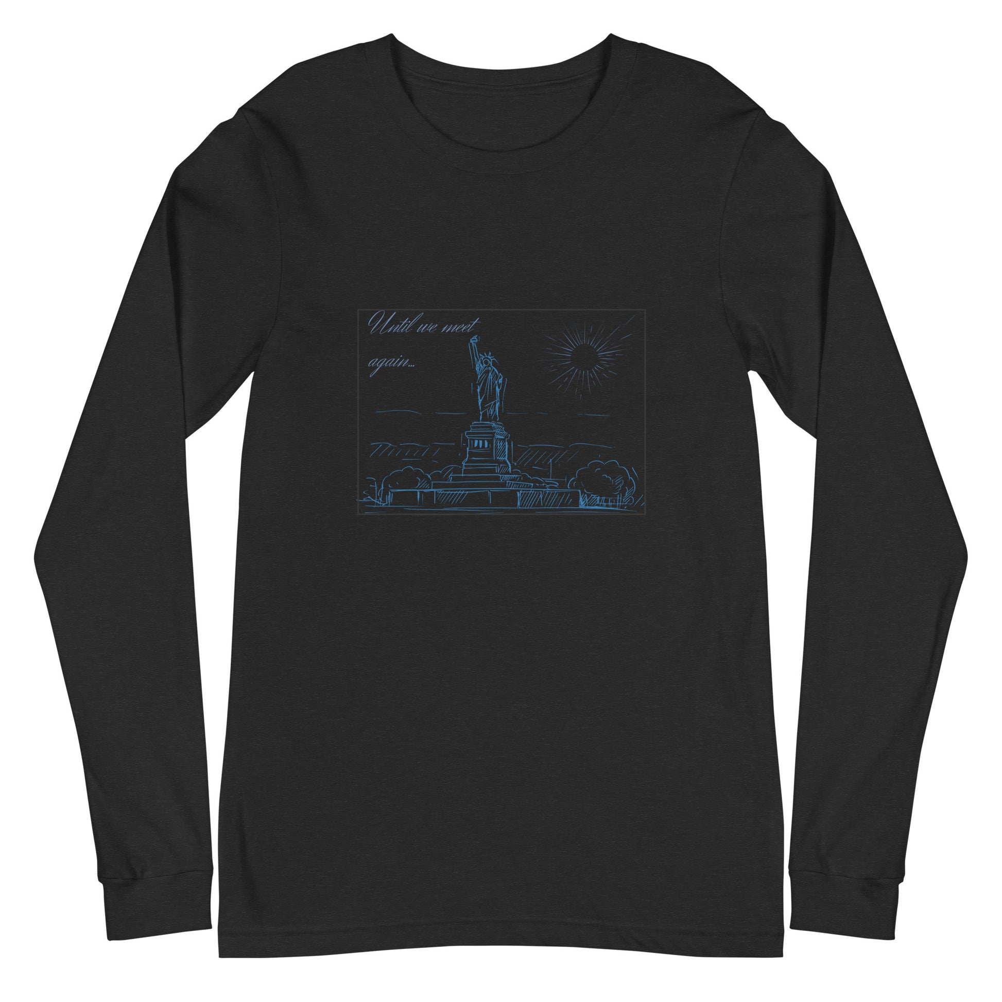 Farewell Bloom Long Sleeve Shirt - Left Placement by R.A. Apparel, image 1, front view, Black Heather, size XS, left placement.
