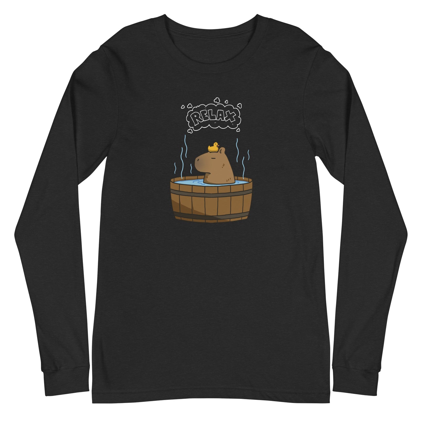 Slow Hour Long Sleeve Shirt - Left Placement by R.A. Apparel, image 1, front view, Black Heather, size XS, left placement.