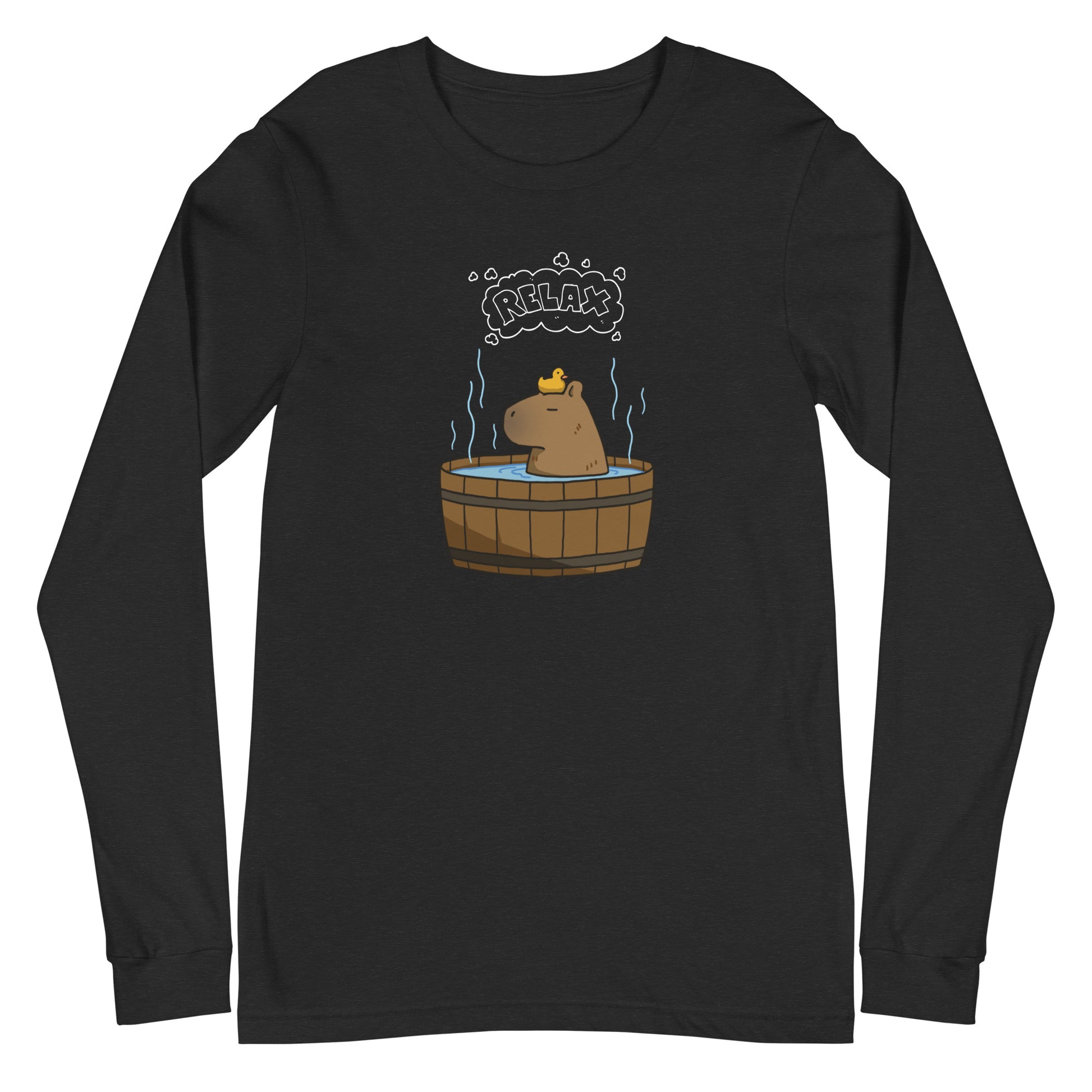 Slow Hour Long Sleeve Shirt - Left Placement by R.A. Apparel, image 1, front view, Black Heather, size XS, left placement.