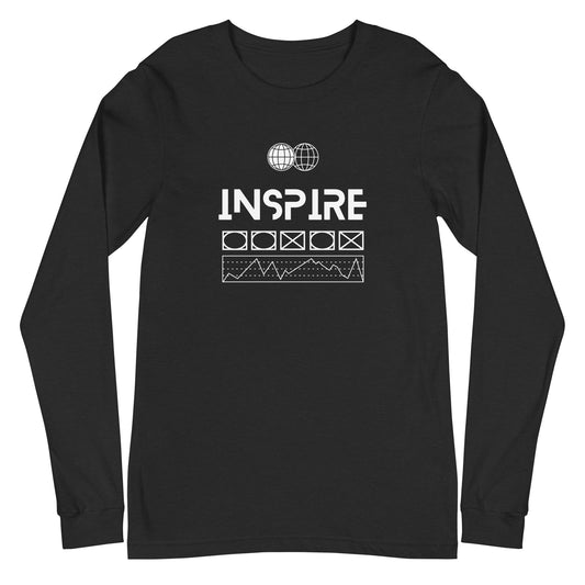 Inspireline Long Sleeve Shirt - Left Placement image 1 in Black Heather, size XS, showing front view for the Inspire design.