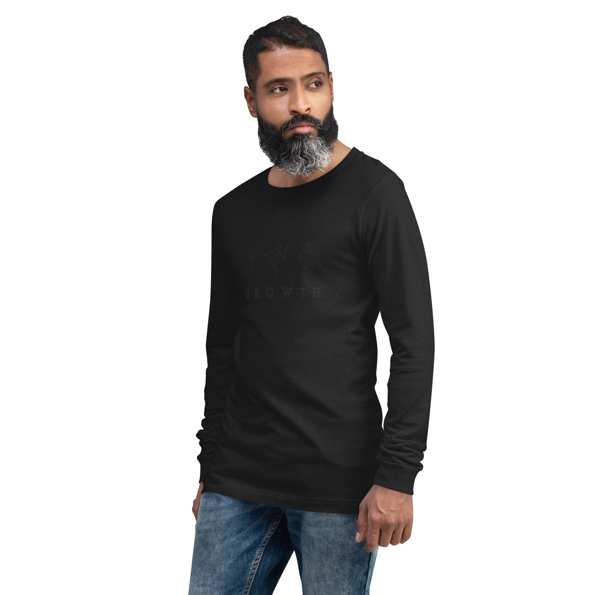 Growthline Long Sleeve Shirt - Left Placement by R.A. Apparel, image 39, front view, left-side angle, True Royal, size L, left placement.