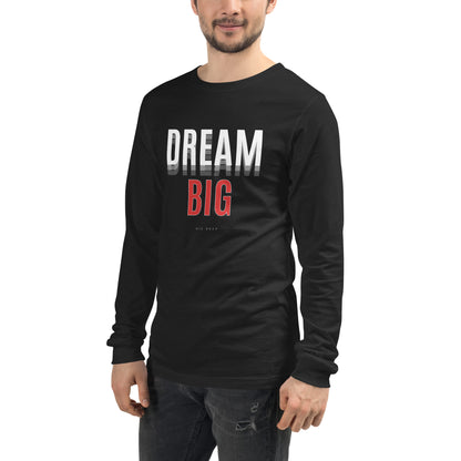 Image 31 of Dark Grey Heather Skyline Dream Long Sleeve Shirt - Left Placement, size XS, with Dream Big artwork visible in front view, left-side angle.