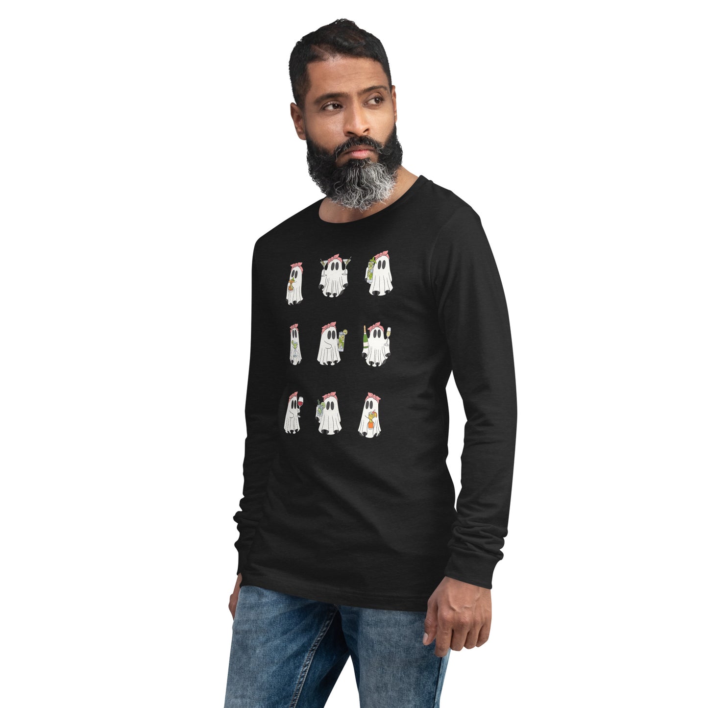 Little Haunts Long Sleeve Shirt - Left Placement product image 39 in True Royal, size L, with front view, left-side angle and left placement.