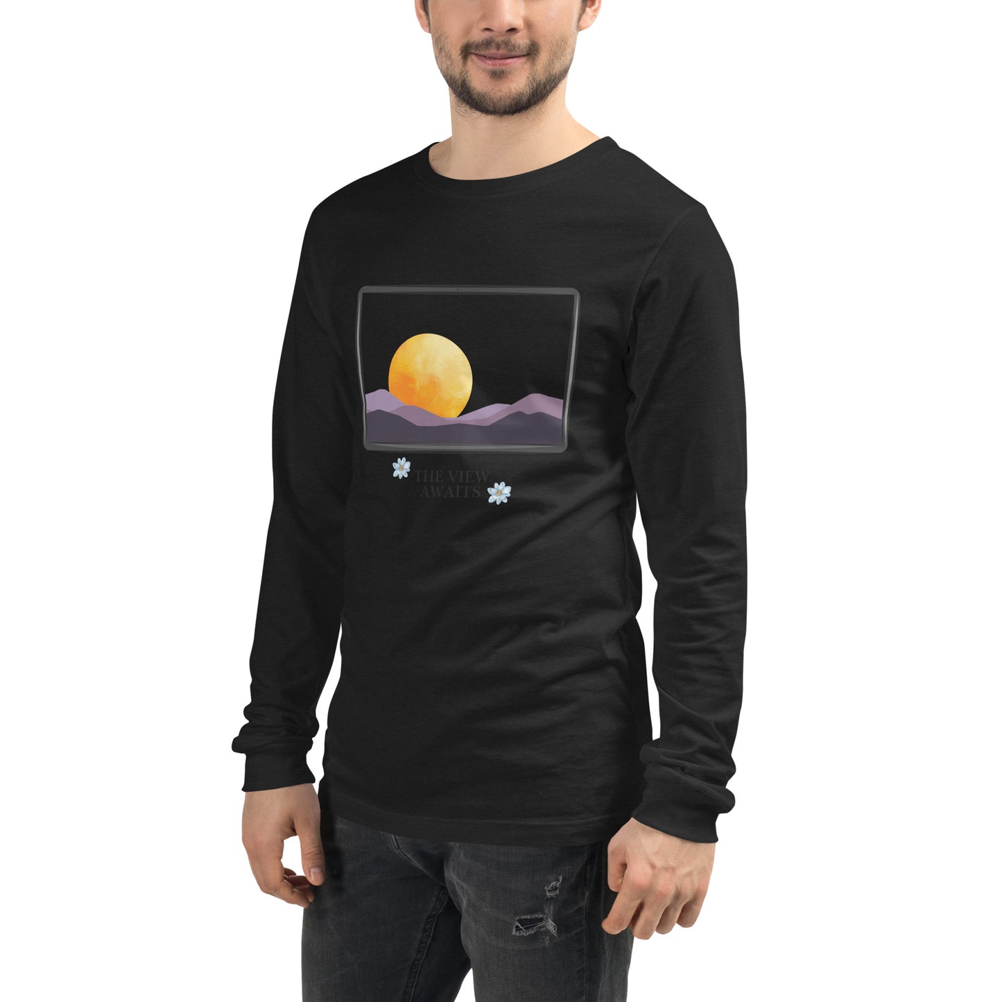 Avenor Long Sleeve Shirt product image 5 in Black Heather, size 2XL, with front view, left-side angle and design placement.
