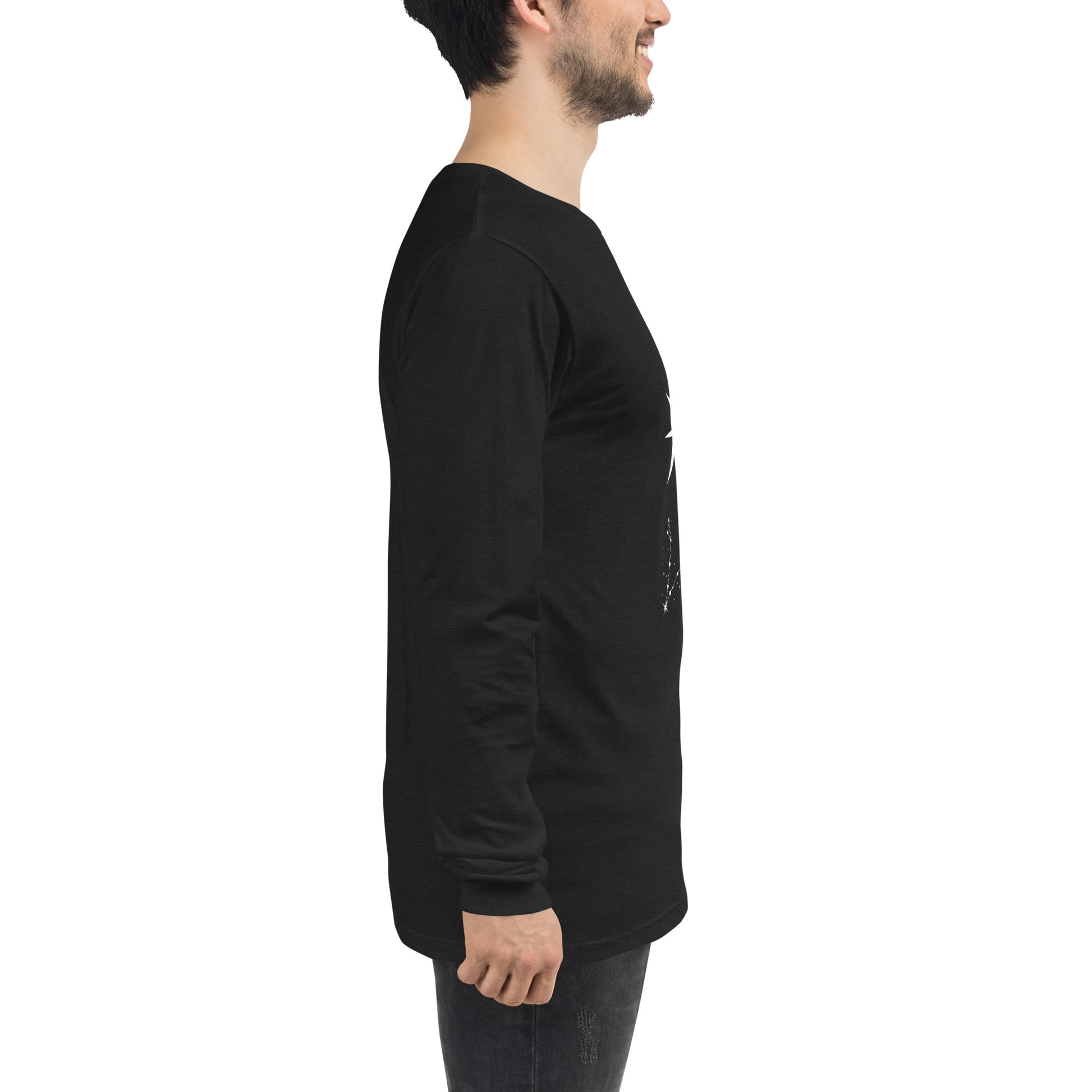 Tideborn Long Sleeve Shirt - Left Placement by R.A. Apparel, image 19, right-side angle, Maroon, size XS, left placement.