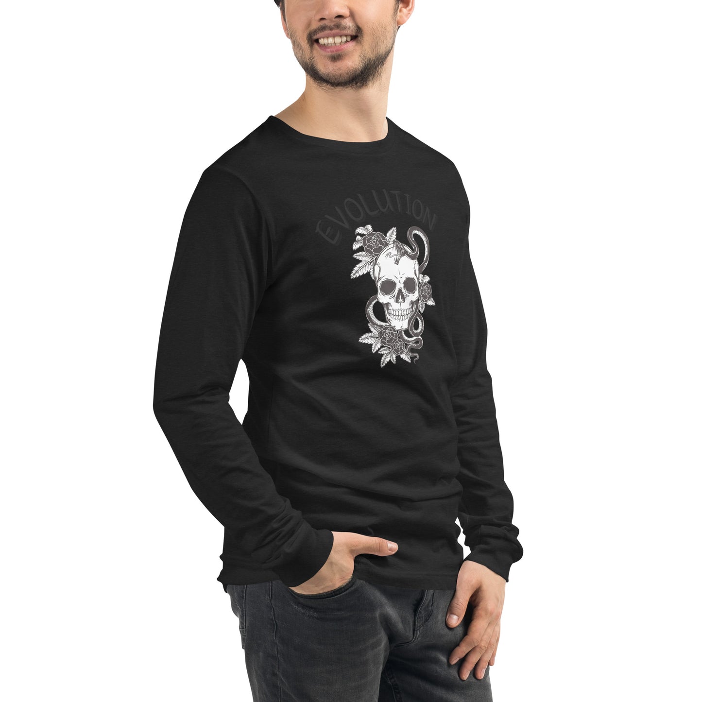 Evolution Long Sleeve Shirt - Left Placement product image 60 in Storm, size XL, with front view, right-side angle and left placement.