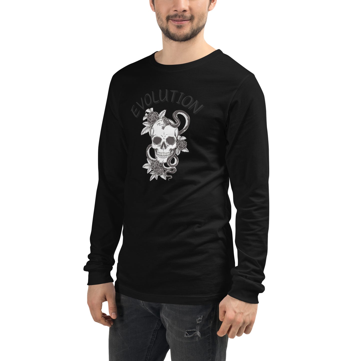 Evolution Long Sleeve Shirt - Left Placement by R.A. Apparel, image 11, front view, left-side angle, Navy, size XS, left placement.