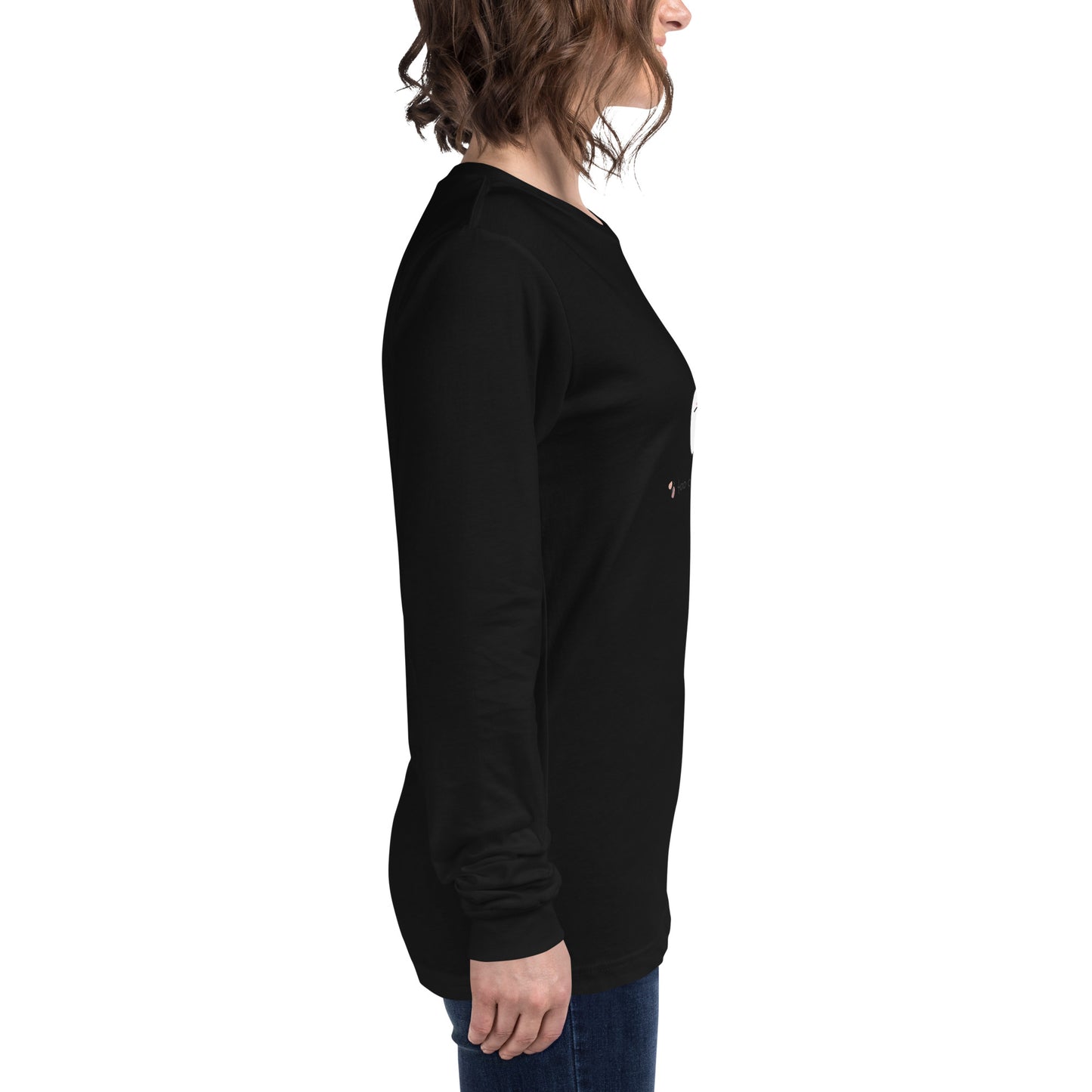 Cute Haunt Long Sleeve Shirt - Left Placement by R.A. Apparel, image 11, right-side angle, Navy, size XS, left placement.