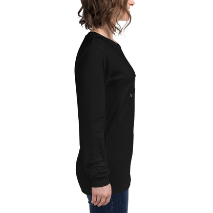 Cute Haunt Long Sleeve Shirt - Left Placement by R.A. Apparel, image 11, right-side angle, Navy, size XS, left placement.