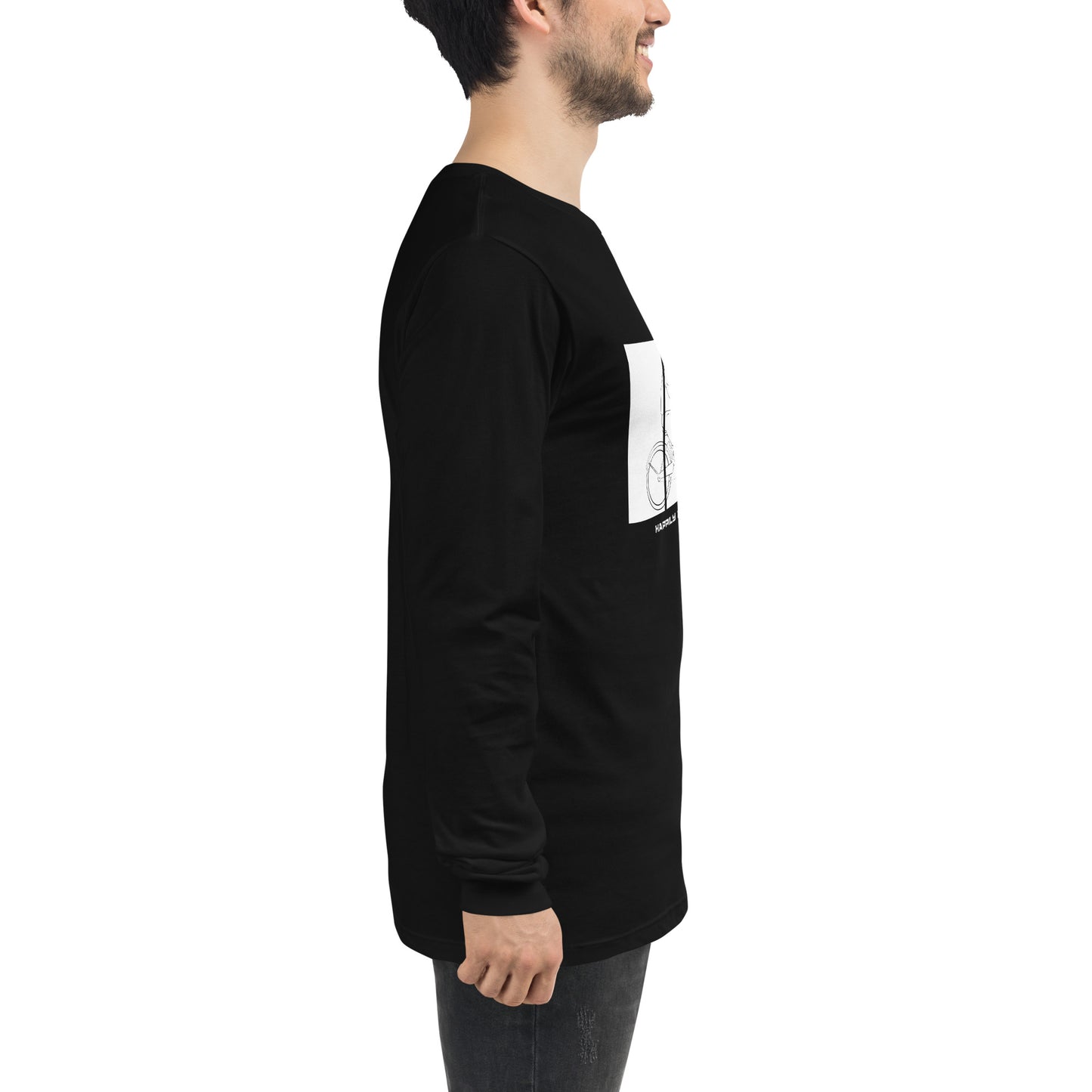 Ever After Long Sleeve Shirt - Left Placement by R.A. Apparel, image 10, right-side angle, Black, size XL, left placement.