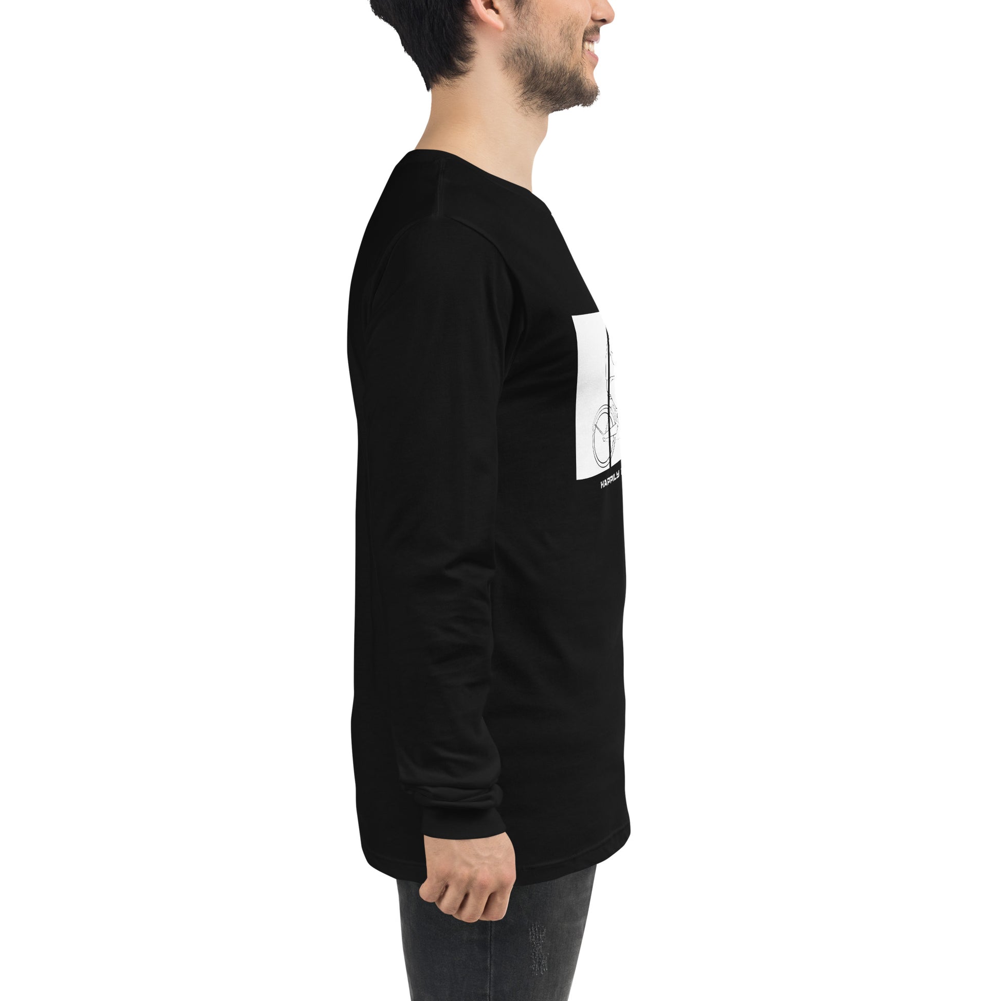 Ever After Long Sleeve Shirt - Left Placement by R.A. Apparel, image 10, right-side angle, Black, size XL, left placement.