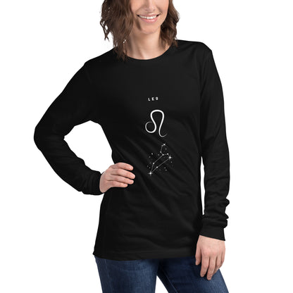Solmane Long Sleeve Shirt - Left Placement image 8 in Black, size S, showing front view, right-side angle for the Leo design.