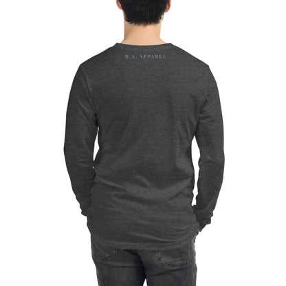 Mood Diary Long Sleeve Shirt - Left Placement image 44 in Heather Navy, size L, showing back view for the My Daily Moods design.