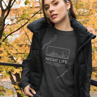 Afterhours Long Sleeve Shirt - Left Placement by R.A. Apparel, image 17, front view, Navy, size XL, left placement.