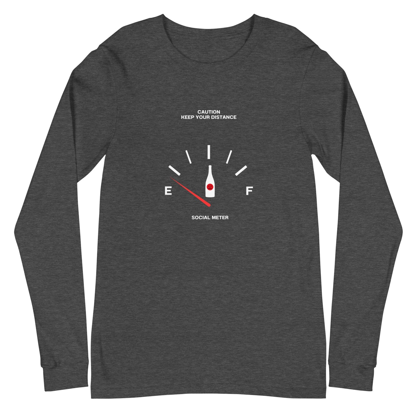 Social Static Long Sleeve Shirt - Left Placement by R.A. Apparel, image 6, front view, Black Heather, size 2XL, left placement.