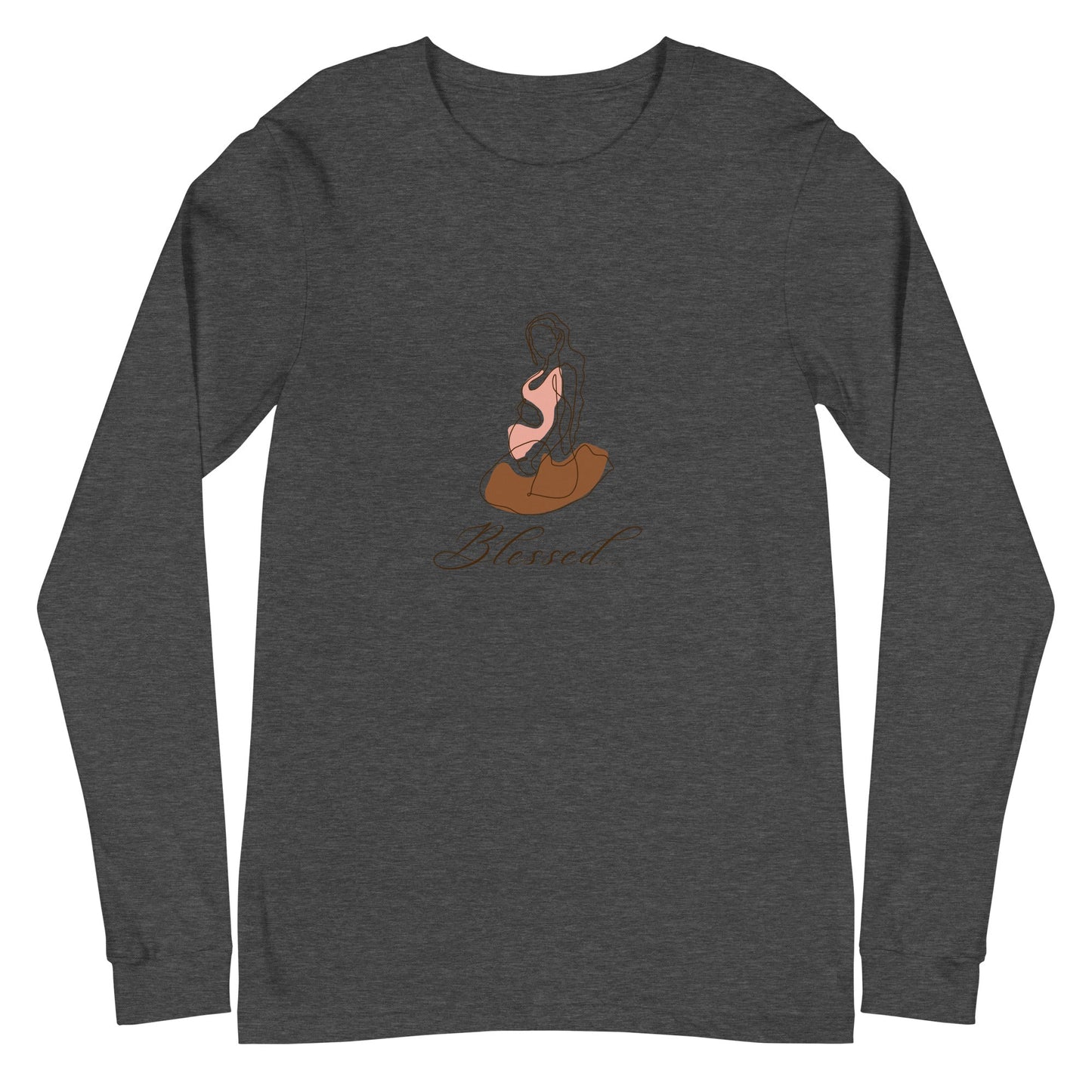 Image 7 of Black Grace Mark Long Sleeve Shirt - Left Placement, size XS, with Blessed artwork visible in front view.