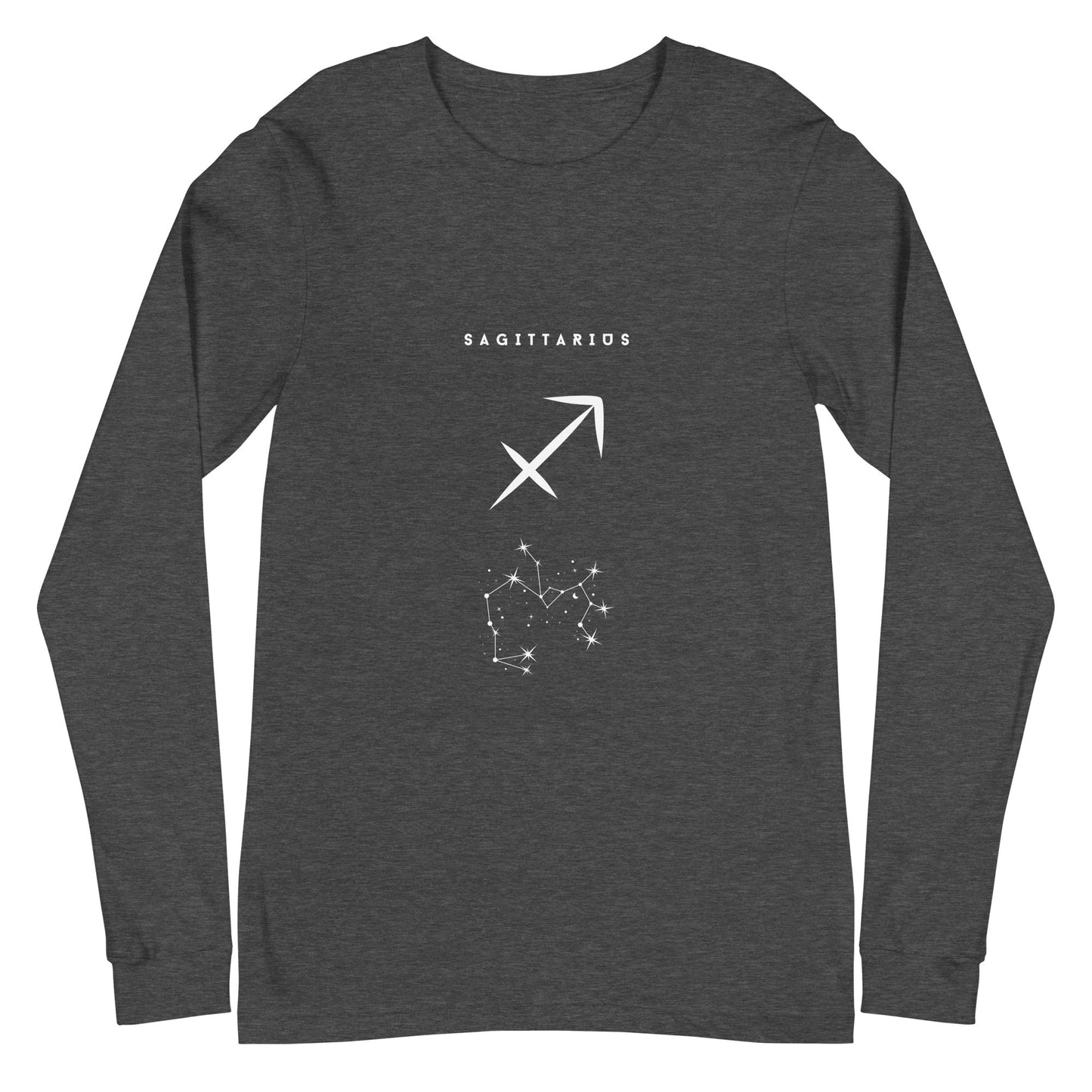 Arrowborne Long Sleeve Shirt - Left Placement image 7 in Black, size XS, showing front view for the Sagittarius design.