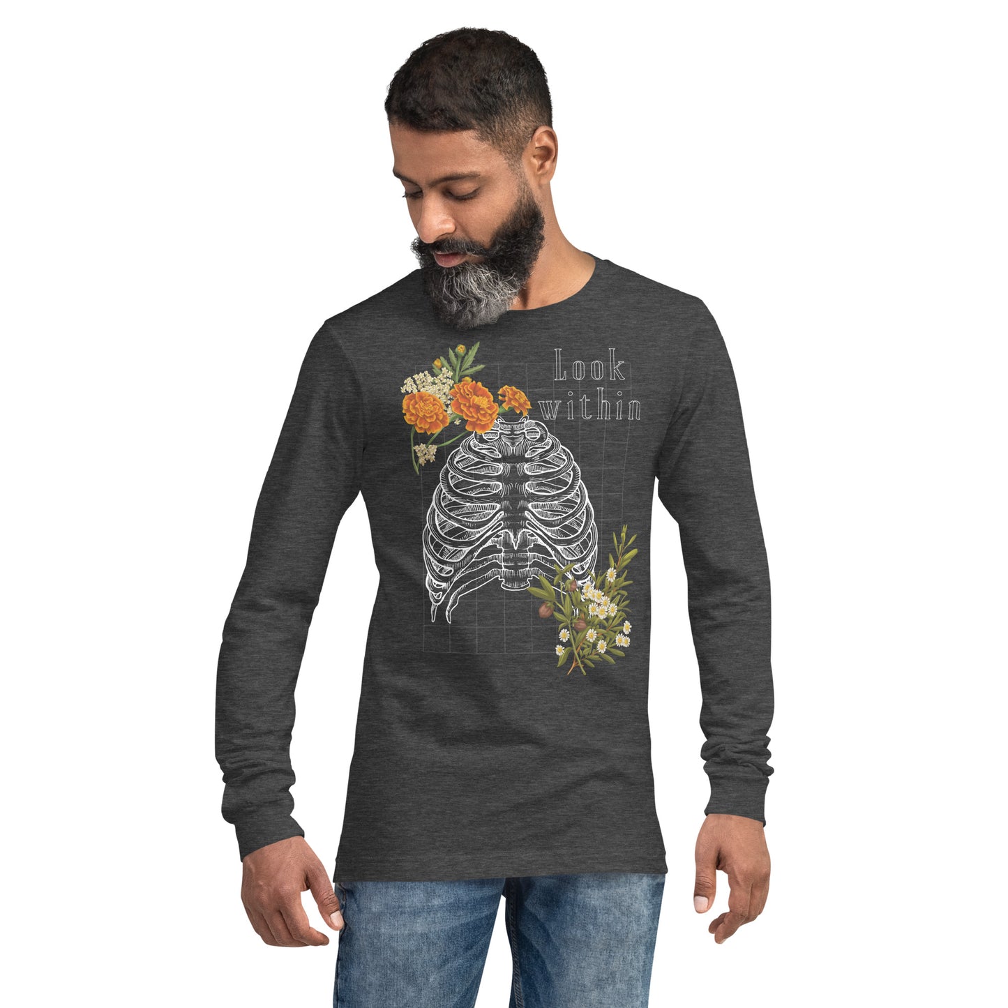 Innerline Long Sleeve Shirt - Left Placement image 13: Navy version, size XS with front view of the Look Within range.