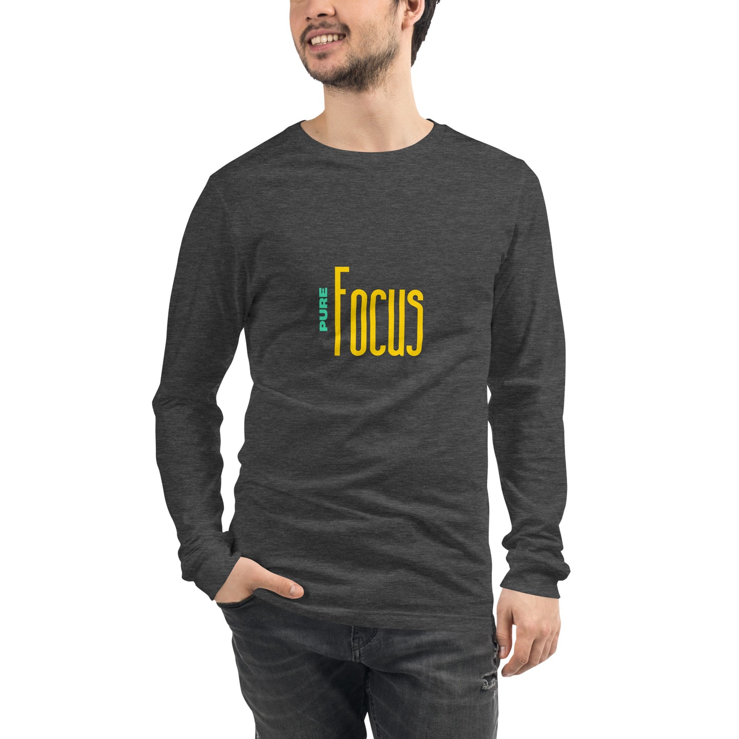 Focusline Long Sleeve Shirt - Left Placement image 13 in Navy, size XS, showing front view for the Pure Focus design.