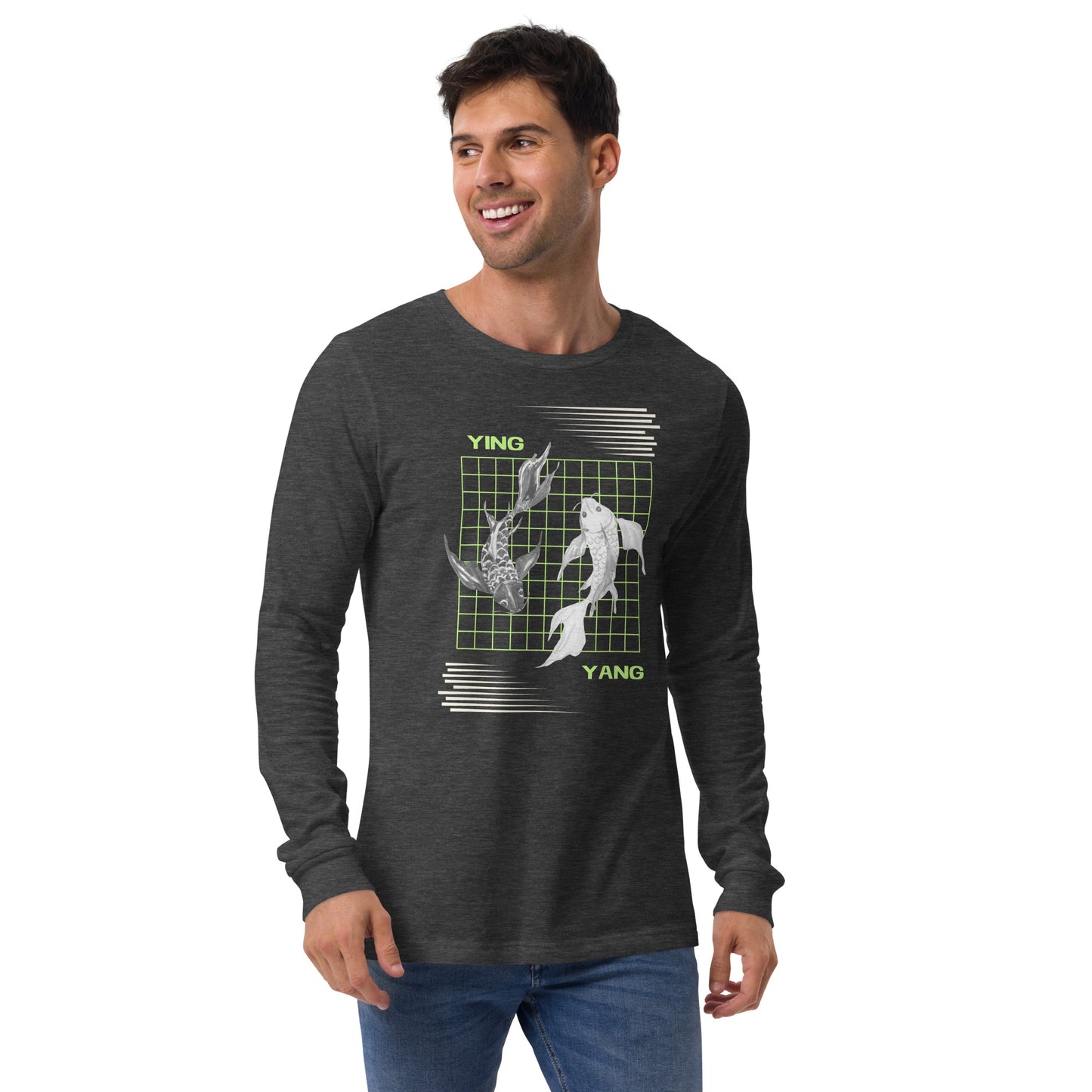 Equinoxe Long Sleeve Shirt image 13 in Navy, size L, showing front view for the Ying and Yang design.
