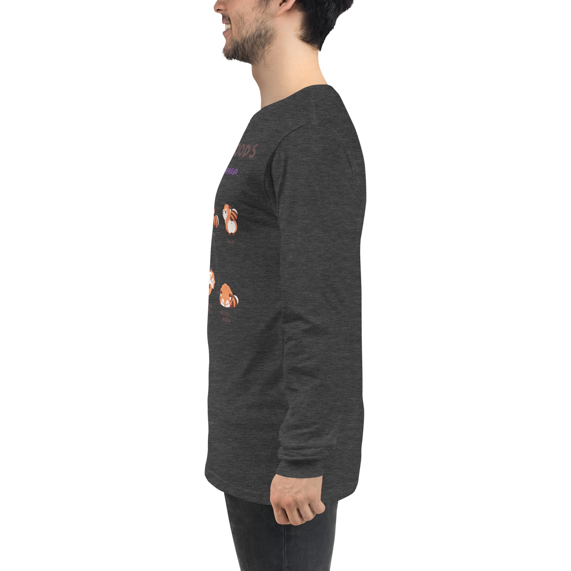 Mood Diary Long Sleeve Shirt - Left Placement by R.A. Apparel, image 45, left-side angle, Heather Navy, size XL, left placement.