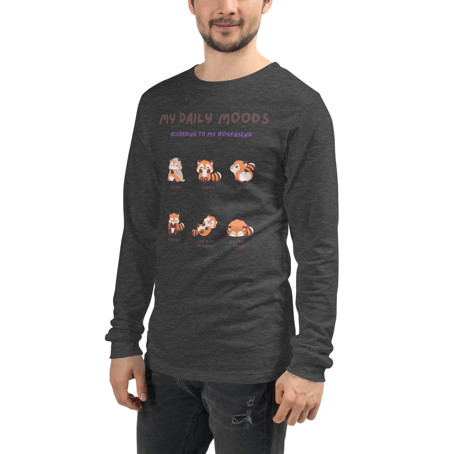 Mood Diary Long Sleeve Shirt - Left Placement image 47: Heather Deep Teal version, size S with front view, left-side angle of the My Daily Moods range.