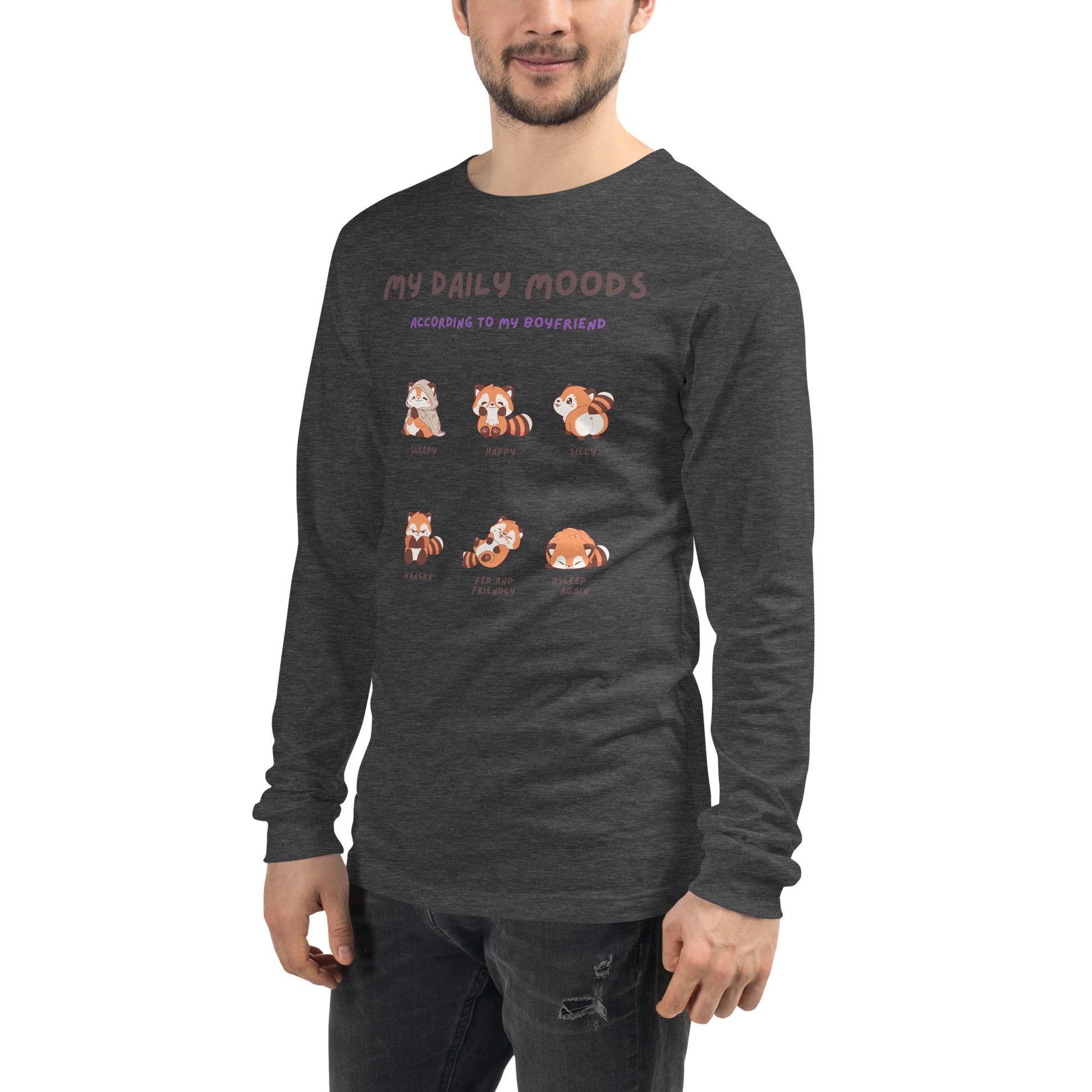 Mood Diary Long Sleeve Shirt - Left Placement image 47: Heather Deep Teal version, size S with front view, left-side angle of the My Daily Moods range.