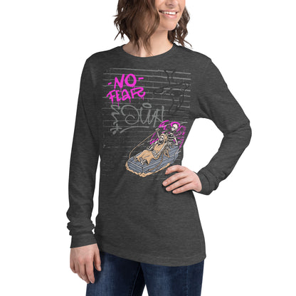 Fearless Long Sleeve Shirt - Left Placement image 27 in Red, size M, showing front view, left-side angle for the No Fear design.