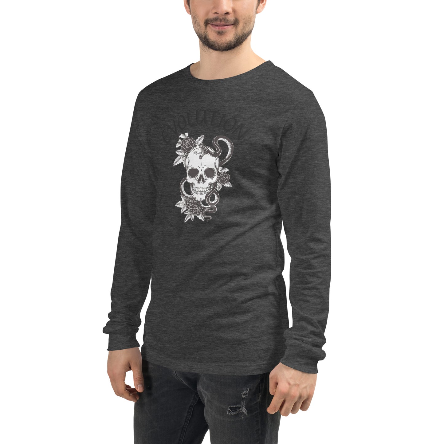 Evolution Long Sleeve Shirt - Left Placement by R.A. Apparel, image 47, front view, left-side angle, Military Green, size S, left placement.