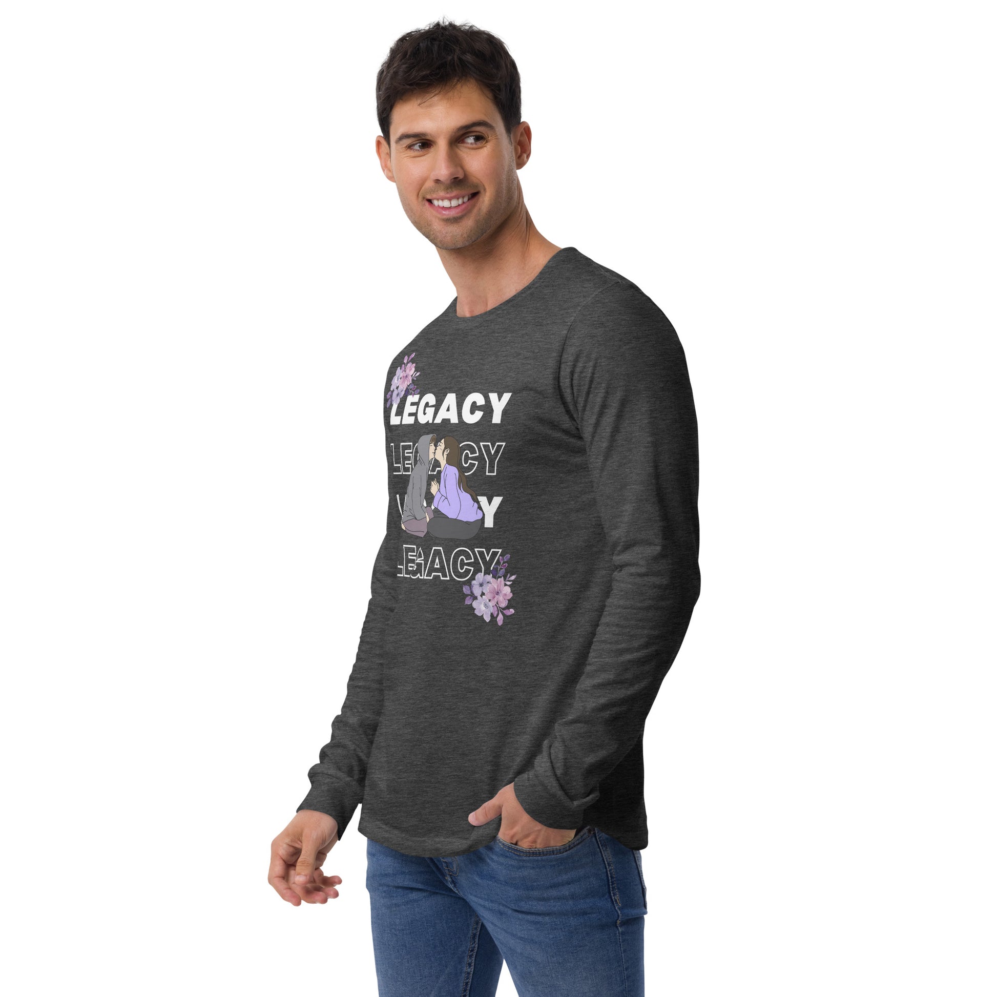 Heirloom Long Sleeve Shirt - Left Placement image 14 in Navy, size L, showing front view, left-side angle for the Legacy design.