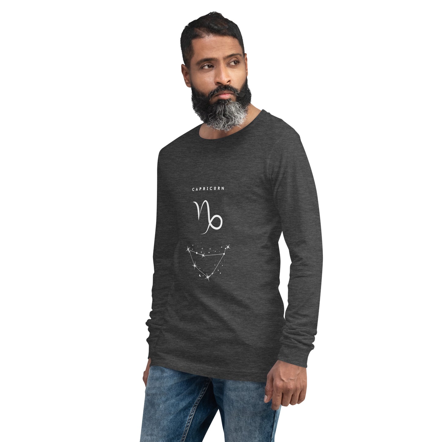 Montaire Long Sleeve Shirt image 27 in Red, size M, showing front view, left-side angle for the Capricorn design.