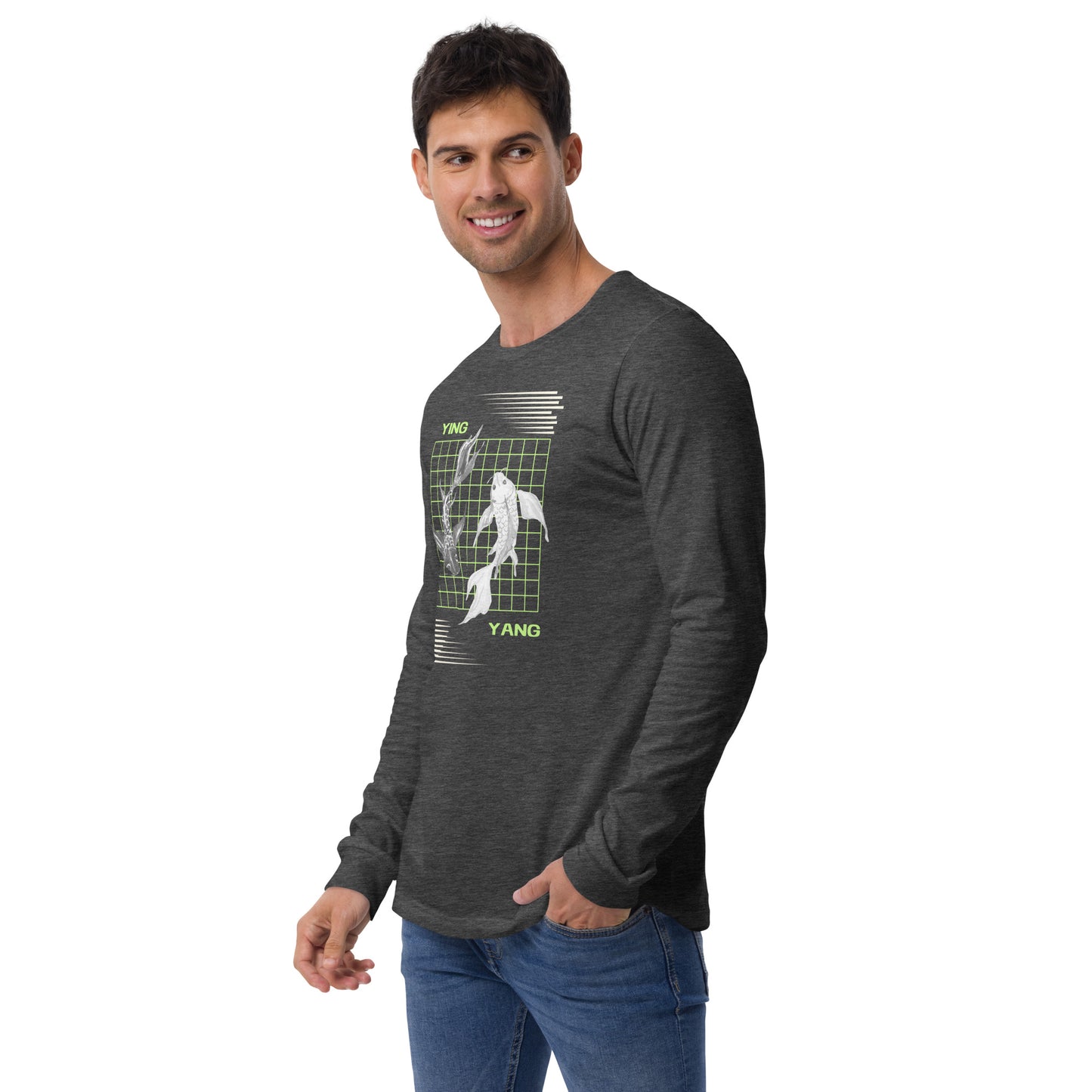 Equinoxe Long Sleeve Shirt image 14: Navy version, size XL with front view, left-side angle of the Ying and Yang range.