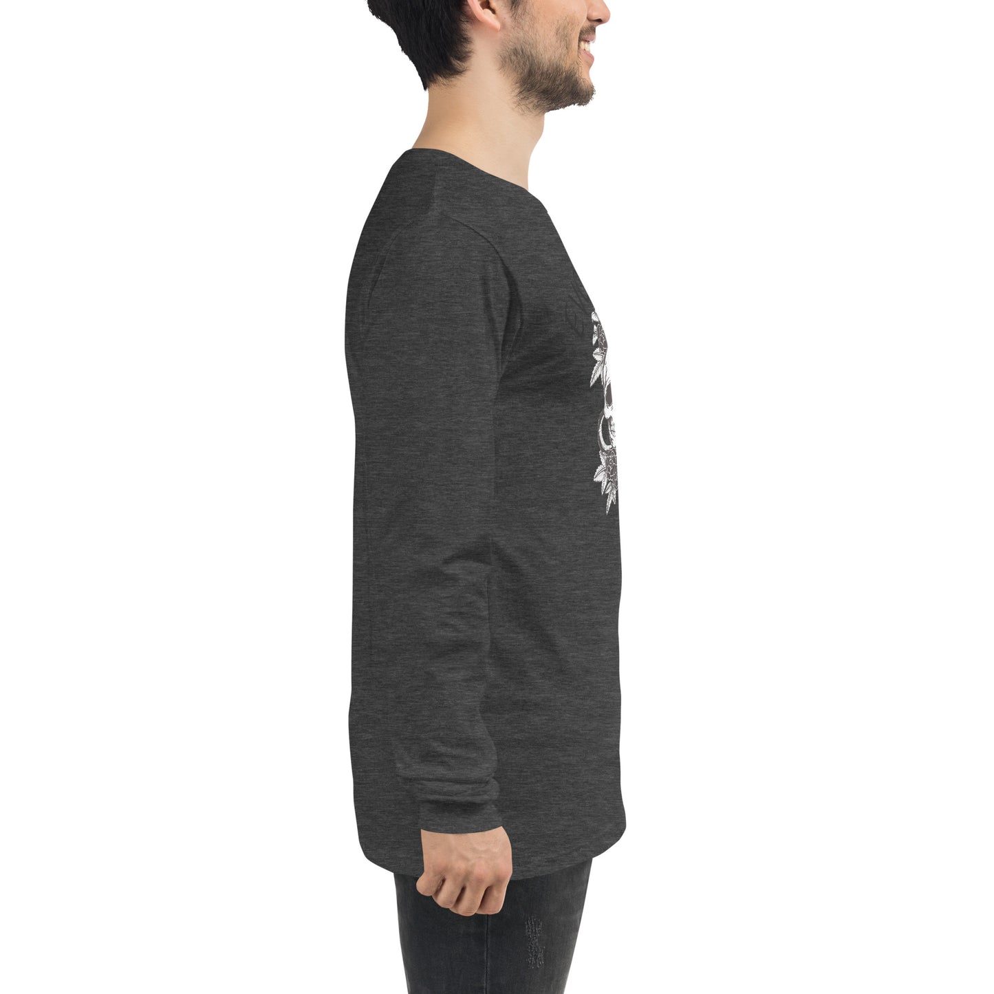Evolution Long Sleeve Shirt - Left Placement by R.A. Apparel, image 46, right-side angle, Military Green, size XS, left placement.