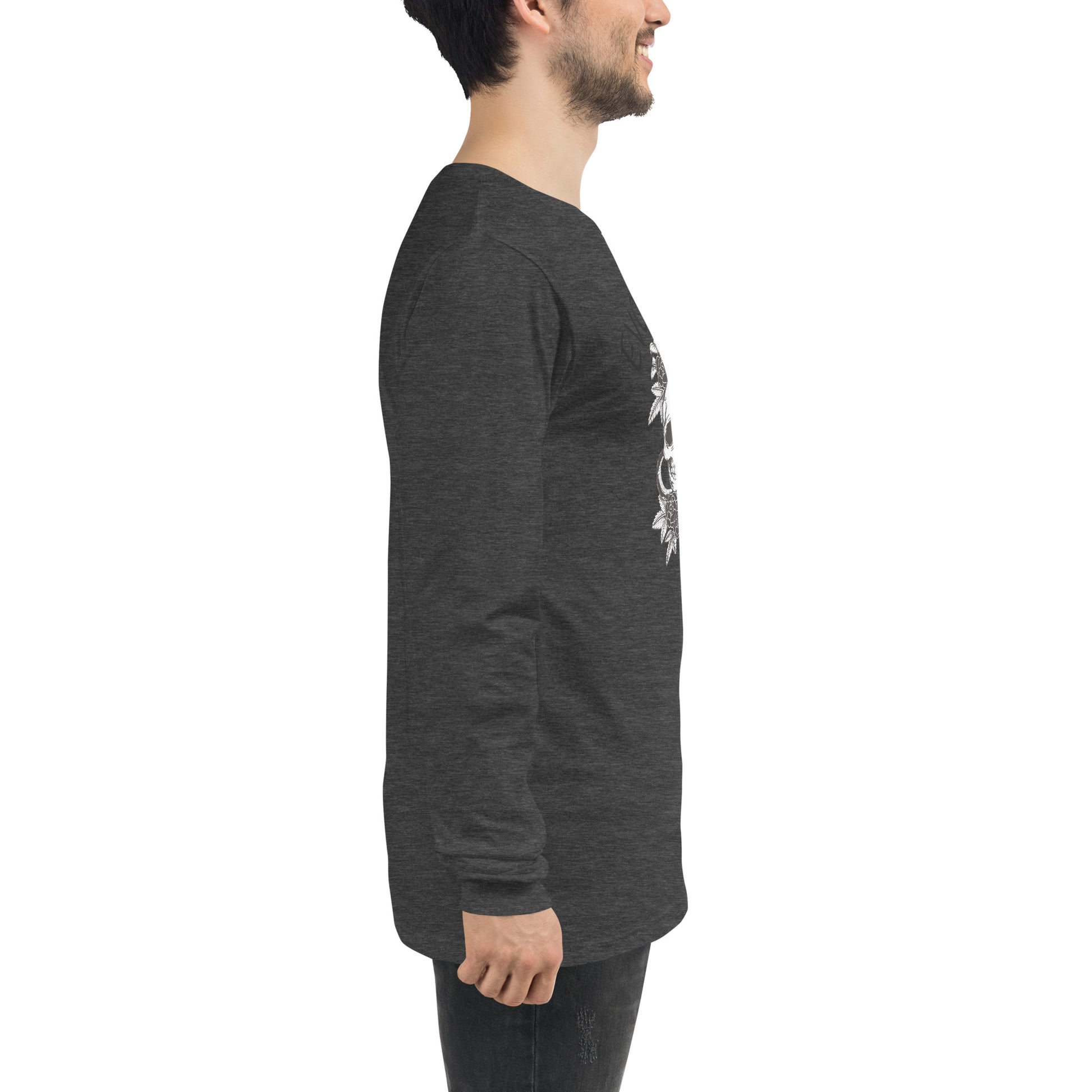 Evolution Long Sleeve Shirt - Left Placement by R.A. Apparel, image 46, right-side angle, Military Green, size XS, left placement.