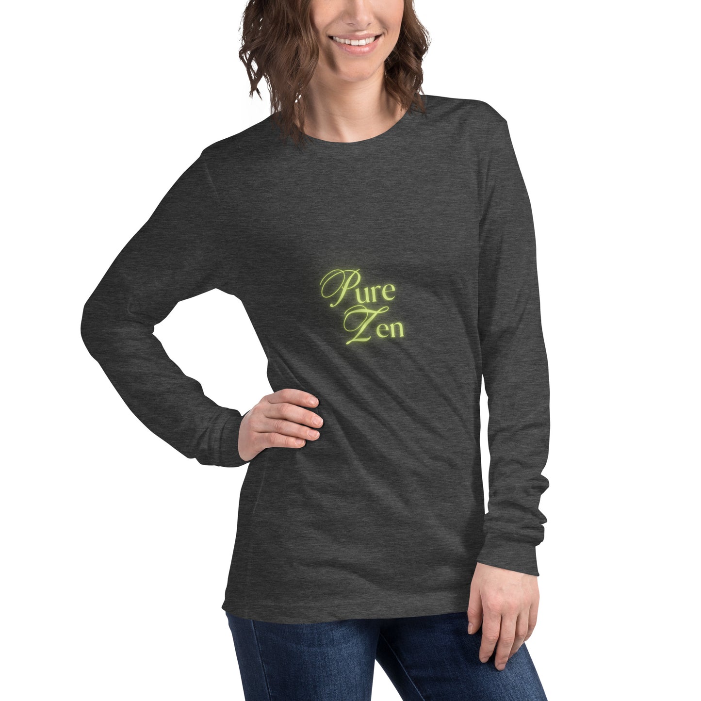 Zenline Long Sleeve Shirt - Left Placement image 14: Navy version, size S with front view, right-side angle of the Pure Zen range.